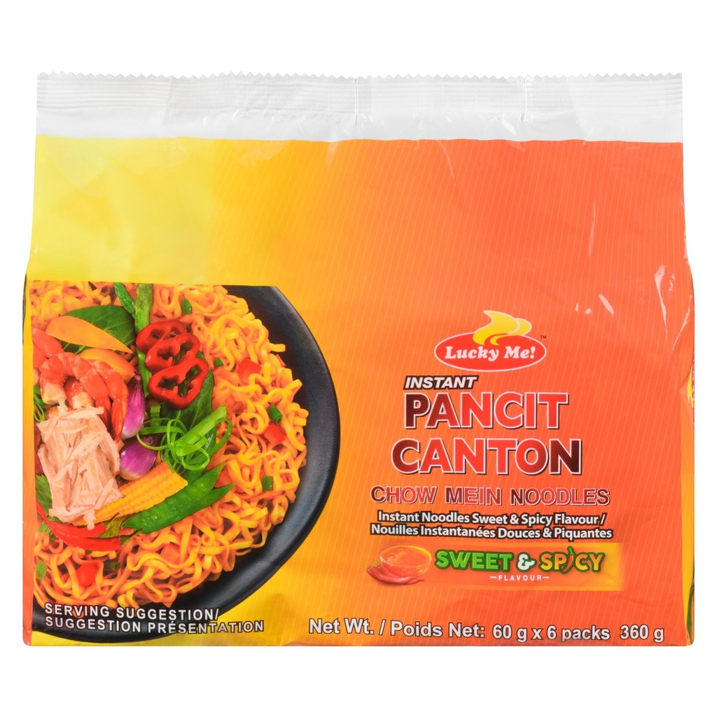 Lucky Me! Pancit Canton Instantané Saveur Douce & Piquante Emballage Multiple