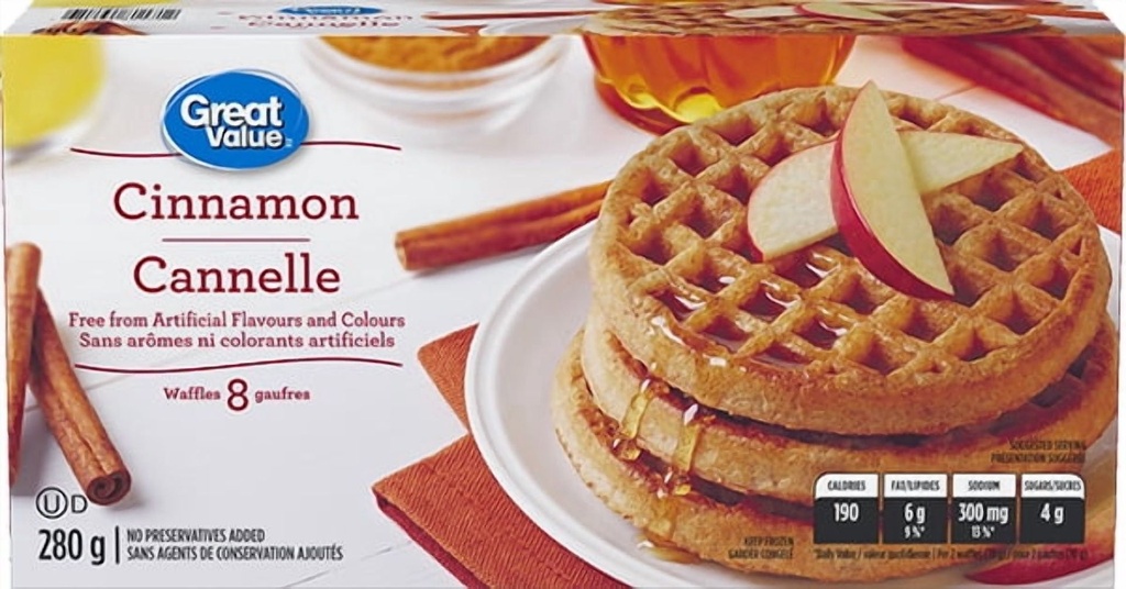 Gaufres à la cannelle Great Value, 280 g, 8 gaufres 280g