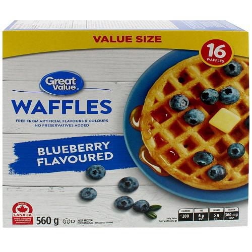 Gaufres aux myrtilles Great Value, 560 g, 16 gaufres 560g