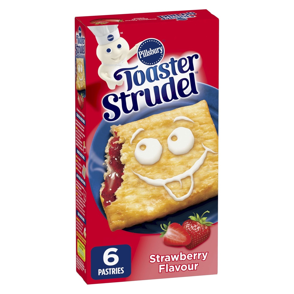 Pillsbury Toaster Strudel, Saveur de Fraises, Collations Déjeuner, 6 Pâtisseries 326g