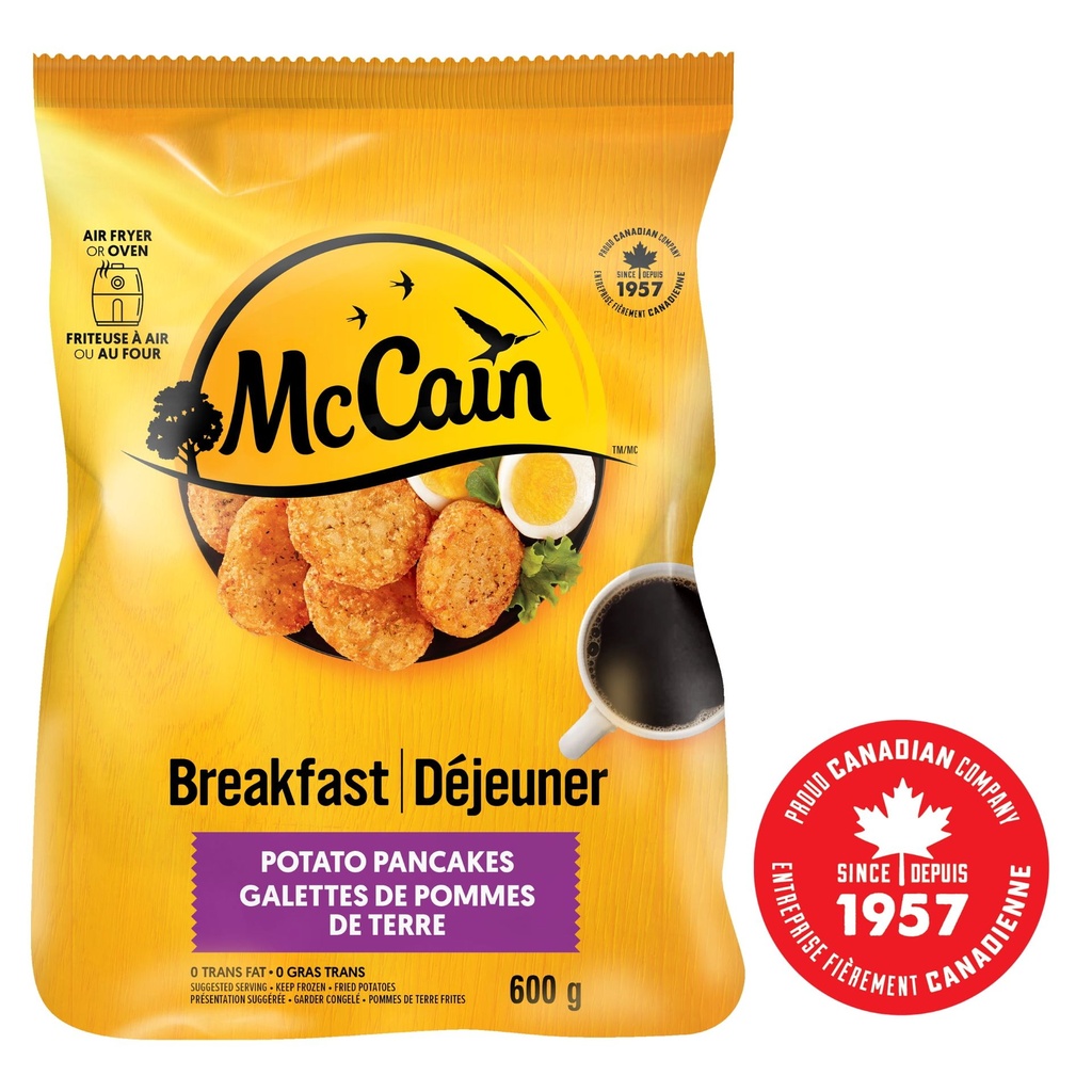Galettes de pommes de terre McCainᴹᴰ, Fabriqué au Canada à partir d'ingrédients canadiens et importés 600g