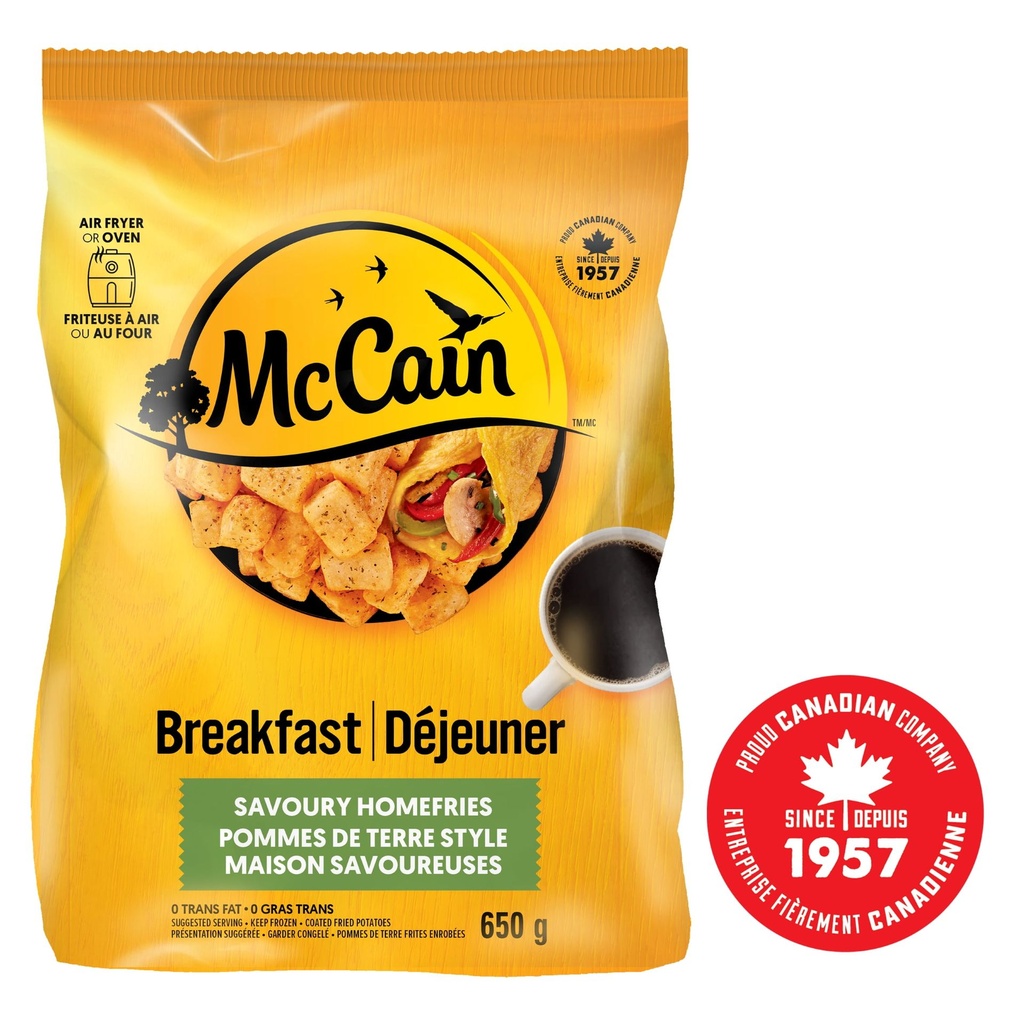 Pommes de terre style maison savoureuses McCainᴹᴰ, Fabriqué au Canada à partir d'ingrédients canadiens et importés 650g