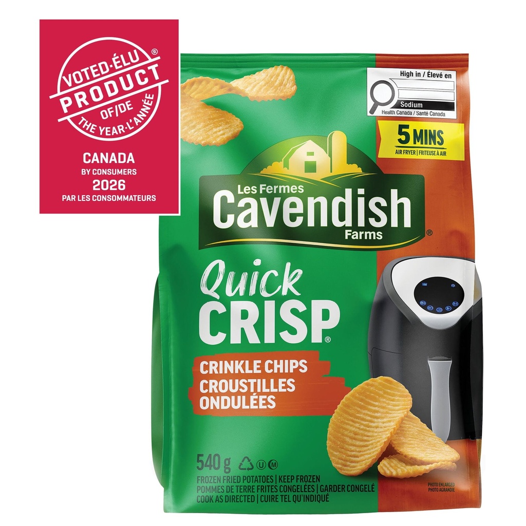 Les Fermes Cavendish Croustilles ondulée Quick Crisp des Fermes Cavendish | Fait au Canada | Fière entreprise canadienne QC Croustilles Ondulee