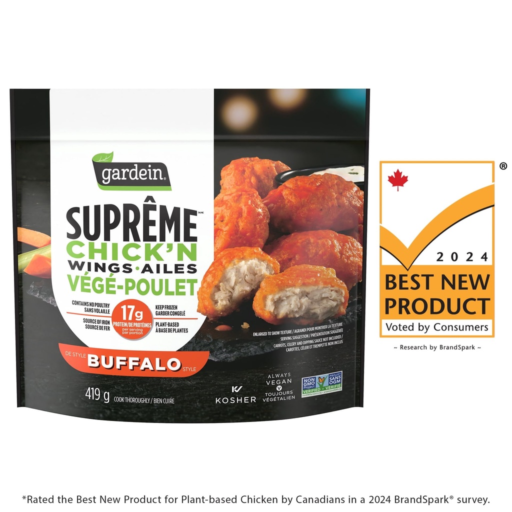 Ailes de végé-poulet Buffalo SuprêmeMC Gardein®, 419 g PINNACLE FOODS GR SUP POUL BFLO
