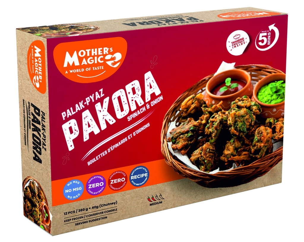 Mother's Magic Palak-Pyaz Pakora (épinards et oignons) 400G Pakora épinards et oignons 400 g surgelée prête à cuire