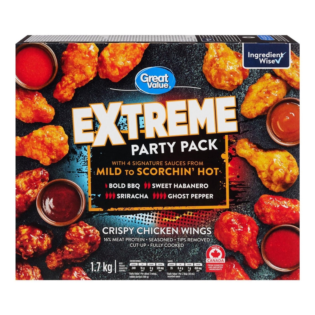 Great Value Extrême Emballage Festif Ailes de Poulet Croustillantes 1.7 kg