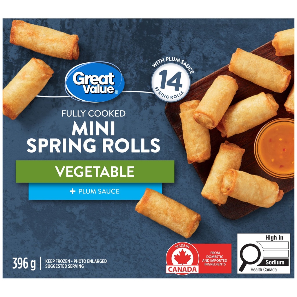 Petits rouleaux de printemps aux légumes entièrement cuits avec sauce aux prunes Great Value 396&nbsp;g, 14&nbsp;rouleaux de printemps
