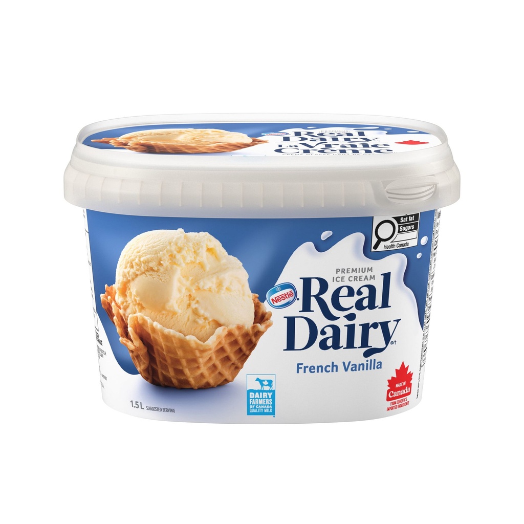 REAL DAIRY Crème Glacée Haut De Gamme Vanille Française 1,5 L