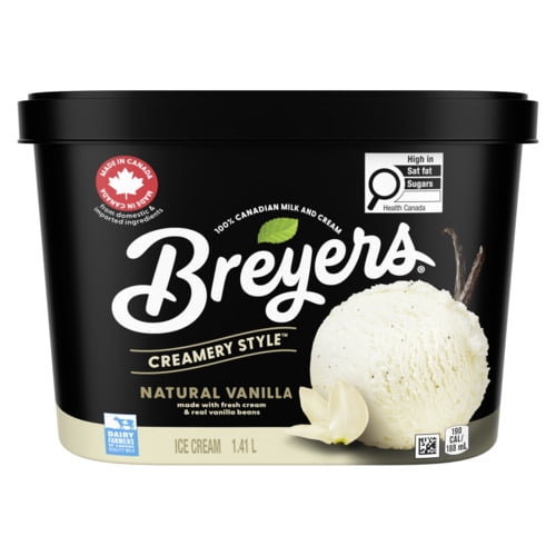 Crème Glacée avec de vraies gousses de vanille Breyers Style Crèmerie Vanille produits laitiers 100 % canadiens 1,41 L 1.41 L