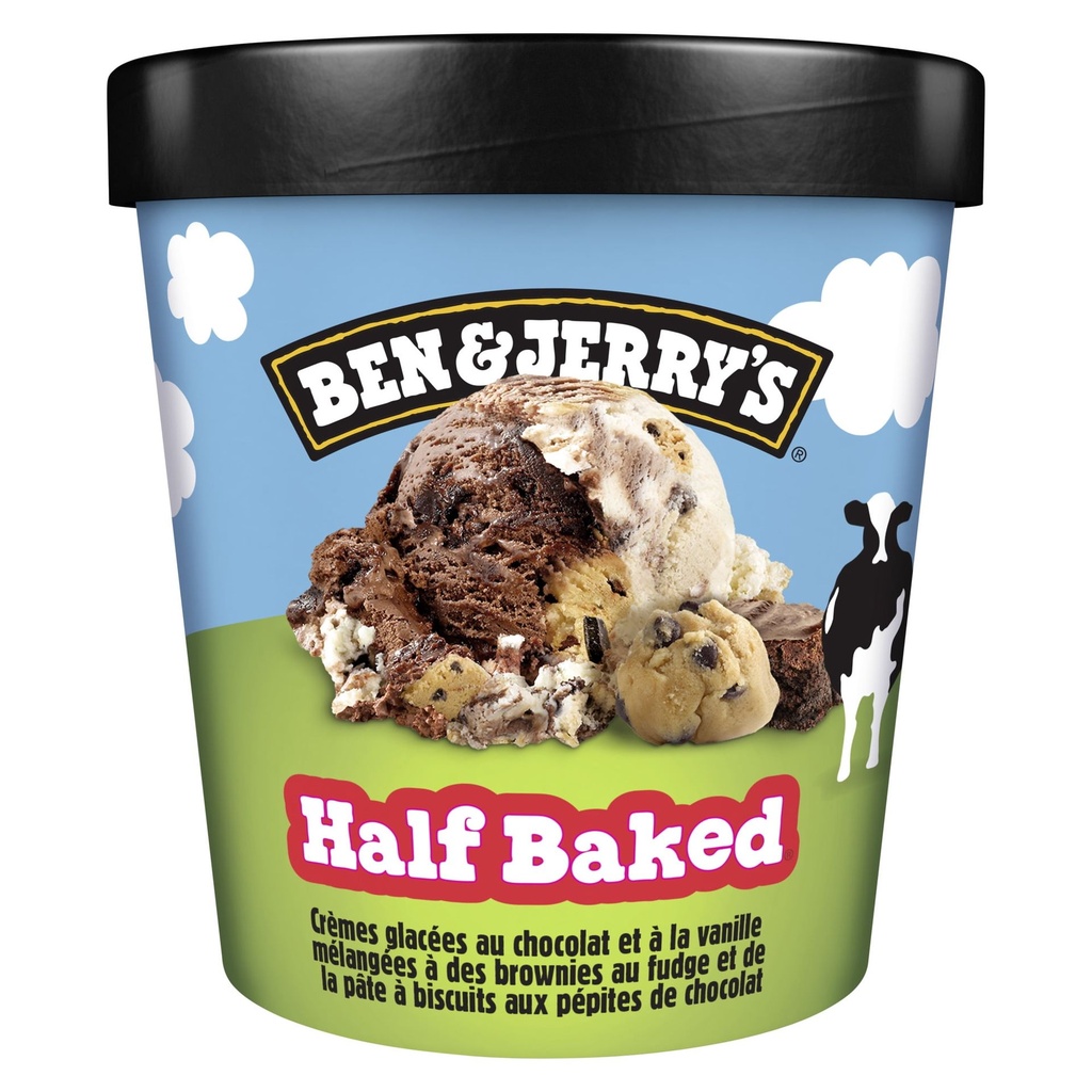 Ben & Jerry's Crème Glacée Half Baked avec des Ingrédients Issus du Commerce Équitable Sans OGM 473 ml