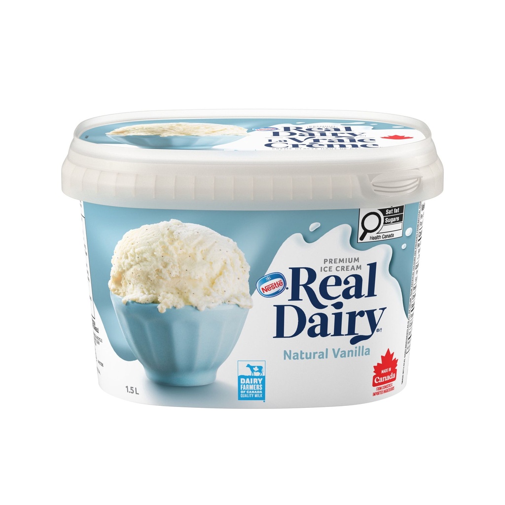 REAL DAIRY Crème Glacée Haut De Gamme Vanille Naturelle 1,5 L