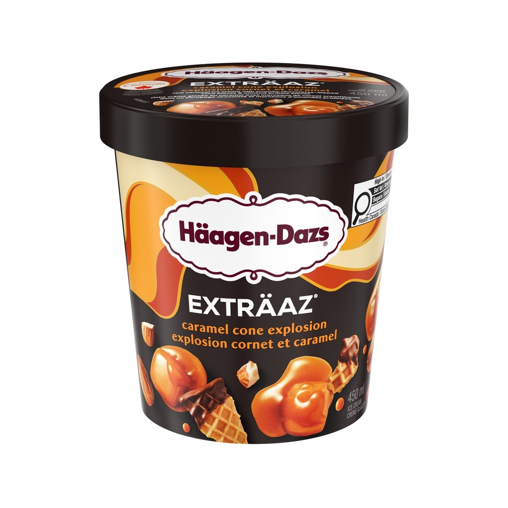Häagen-Dazs HAAGEN-DAZS EXTRÄAZ Explosion caramel, crème glacée caramel, amandes, morceaux cornet 450 ml