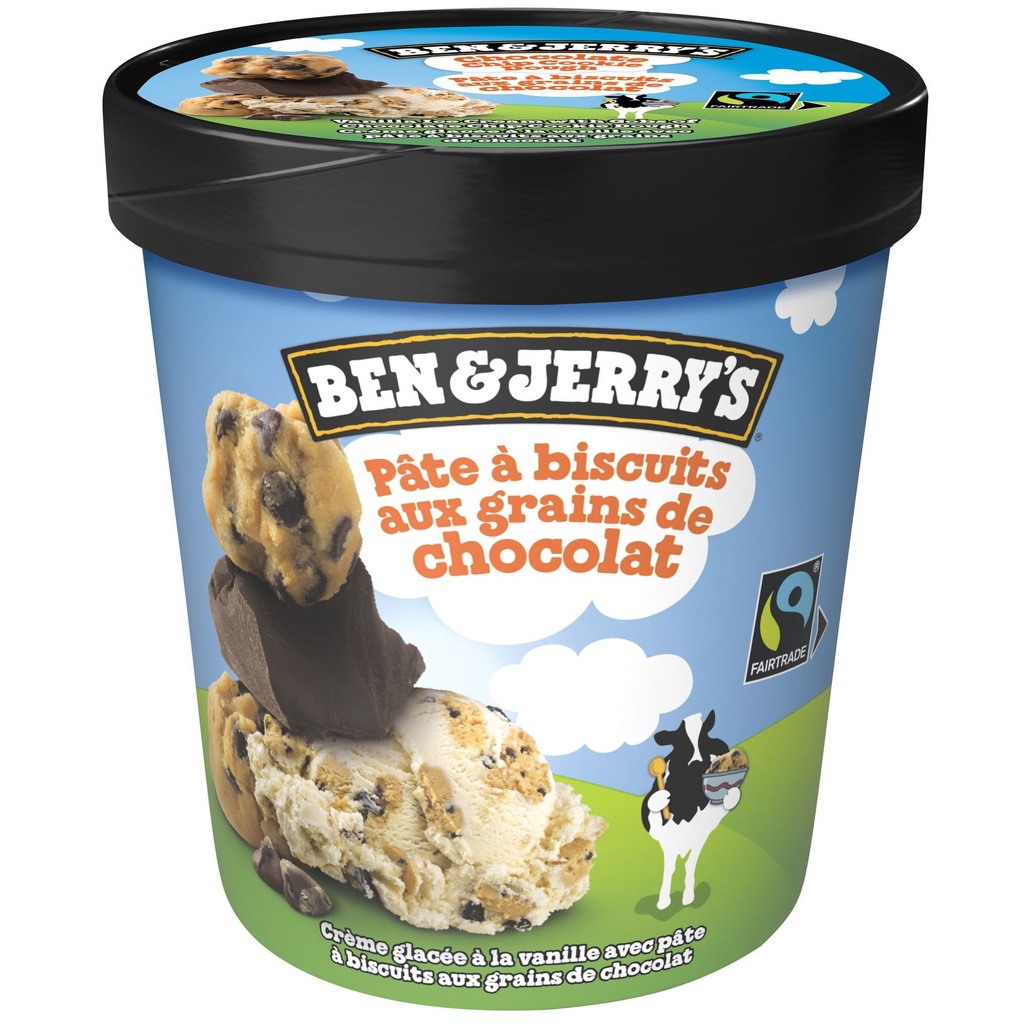 Ben & Jerry's Crème Glacée à la Pâte à Biscuits aux Grains de Chocolat 473 ml