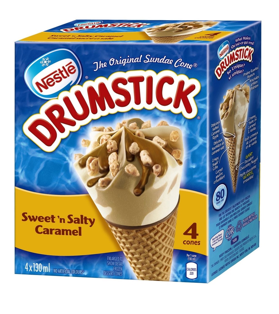 DRUMSTICK Cornets Caramel Sucré Et Salé 4 x 130 ml