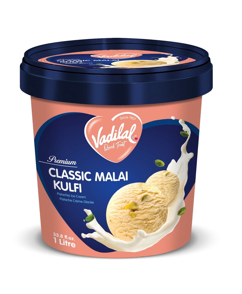 Vadilal Crème Glacée Kulfi Malai Classique 1 Ltr.8 fl.oz Vadilal Classique Malai Kulfi Crème Glacée