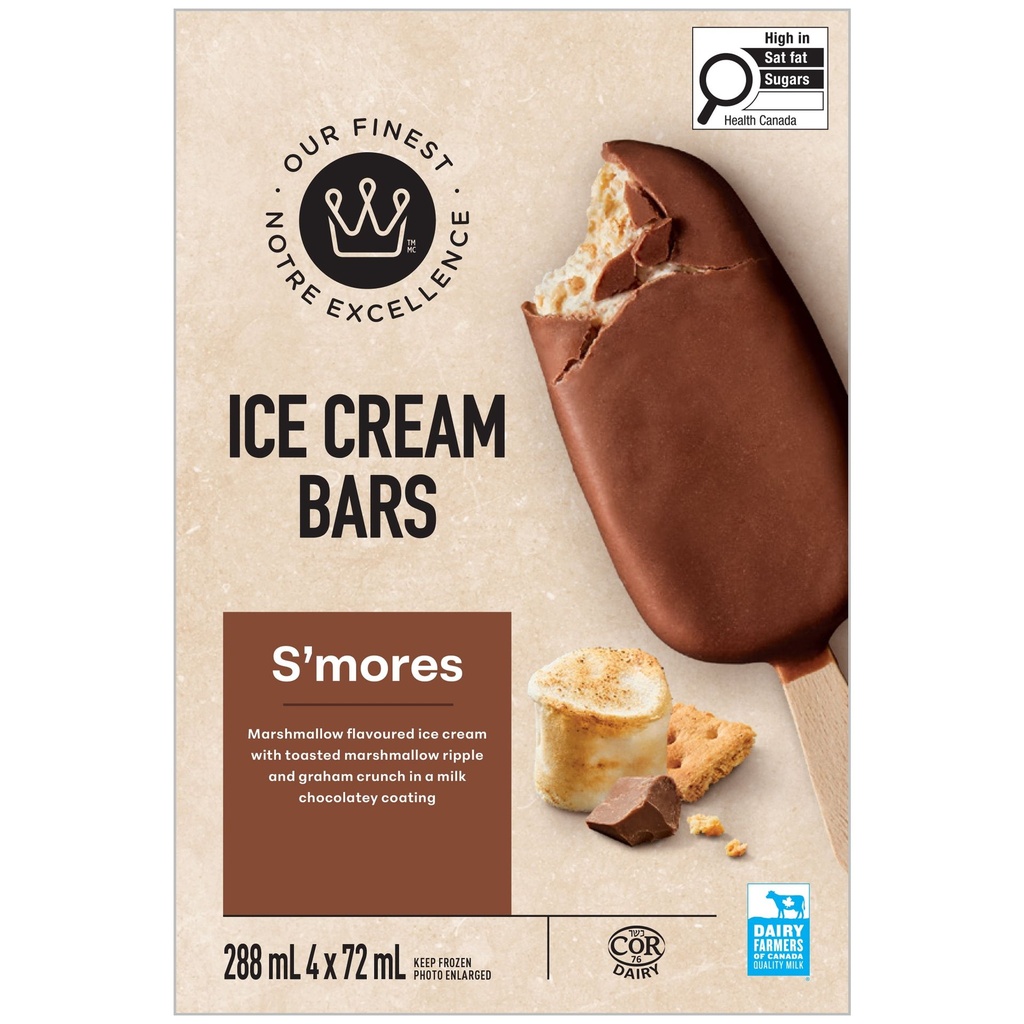 Notre Excellence Our Finest Barres de Crème Glacée S'mores 288 ml (4 x 72 ml)