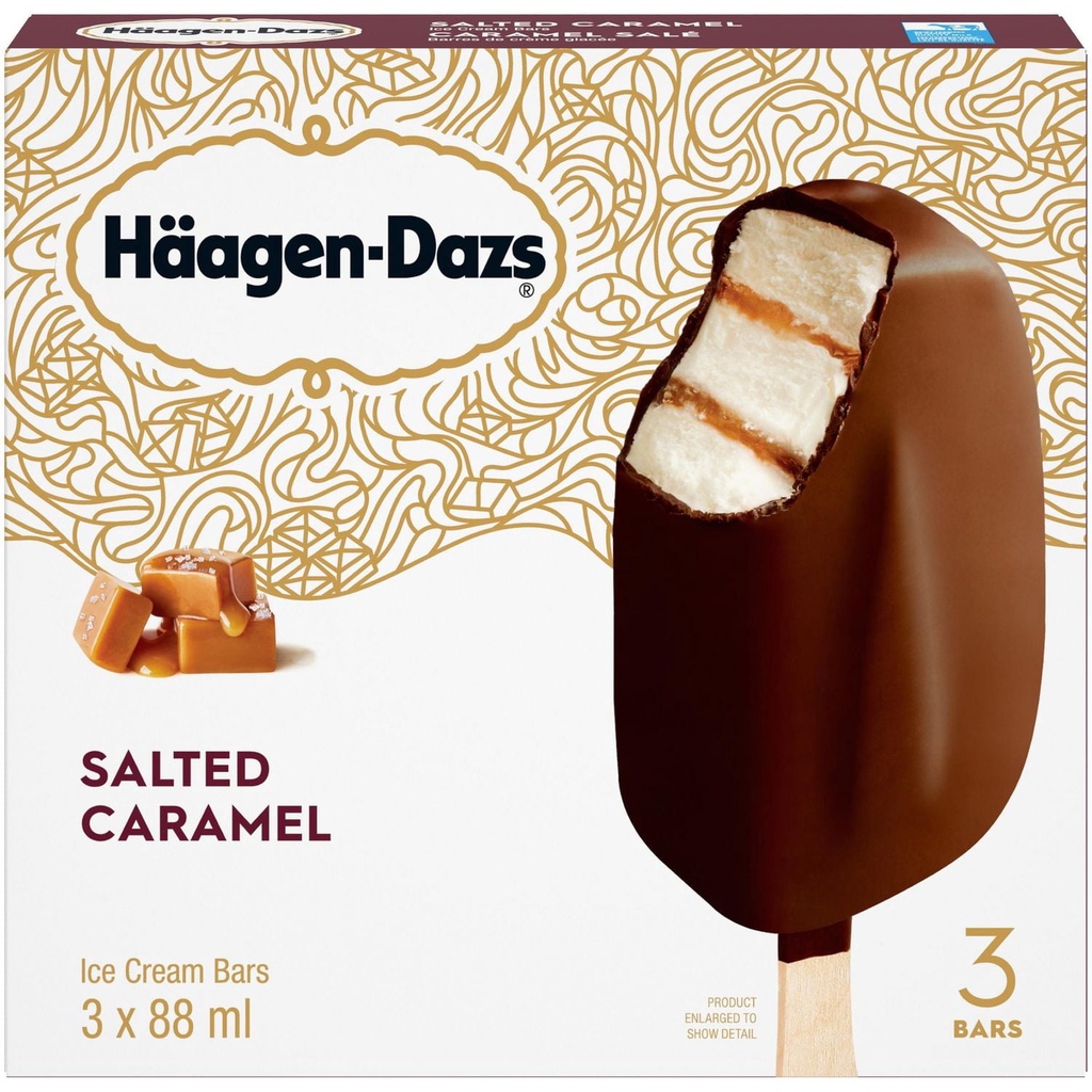 Häagen-Dazs HAAGEN-DAZS Caramel Salé Barres De Crème Glacée 3 x 88 ml