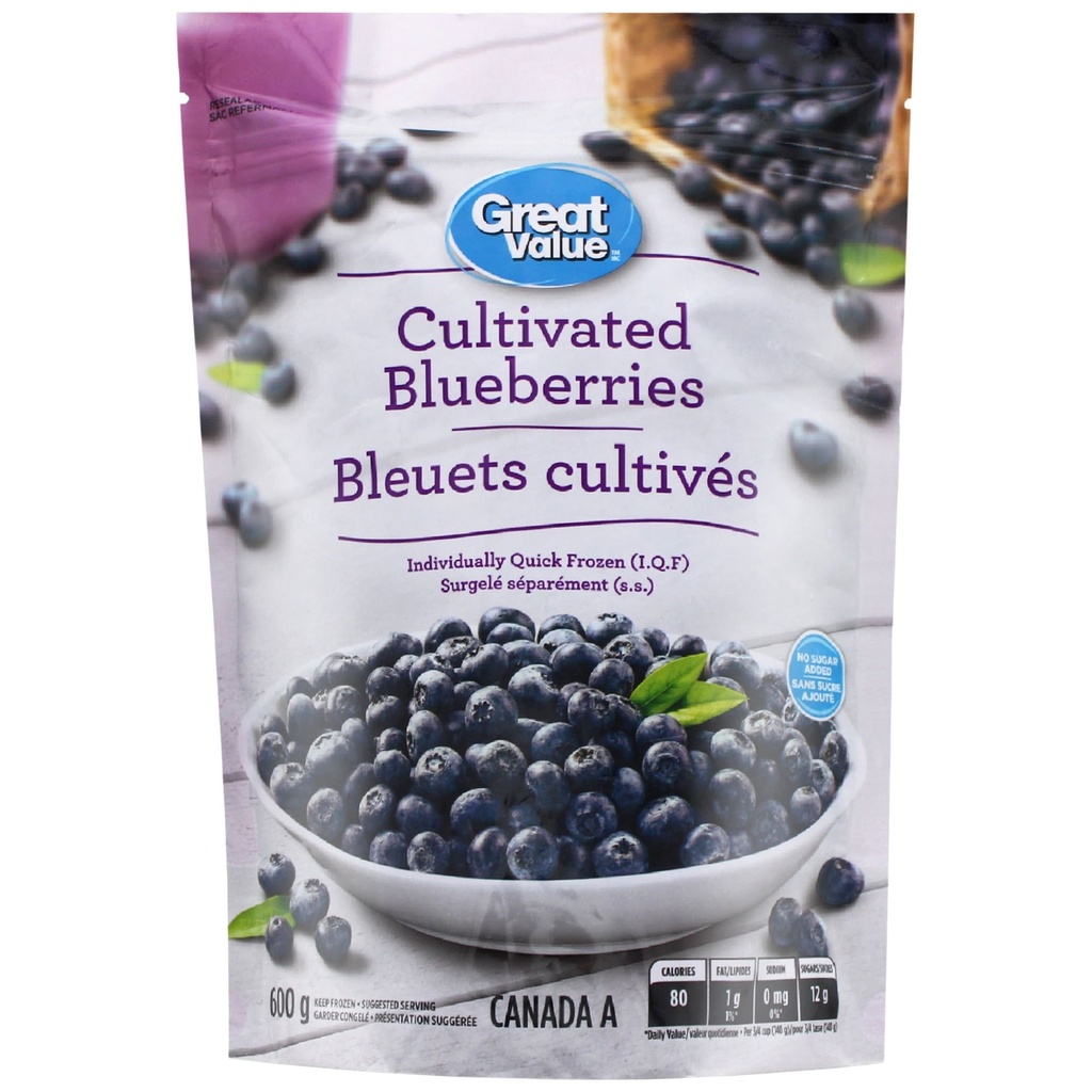 Bleuets cutivés Great Value 600g