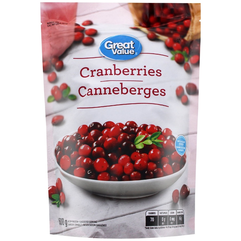 Canneberges Surgelées Great Value 397 g