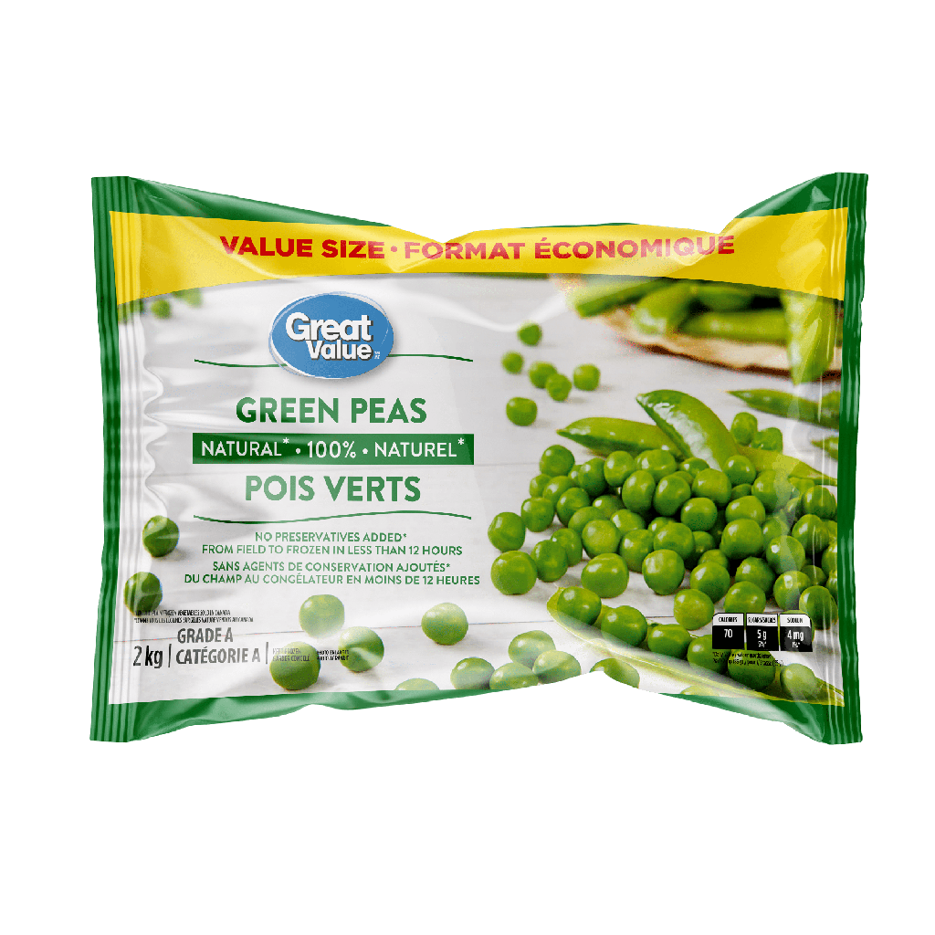 Great Value Pois verts entiers surgelés 2 kg
