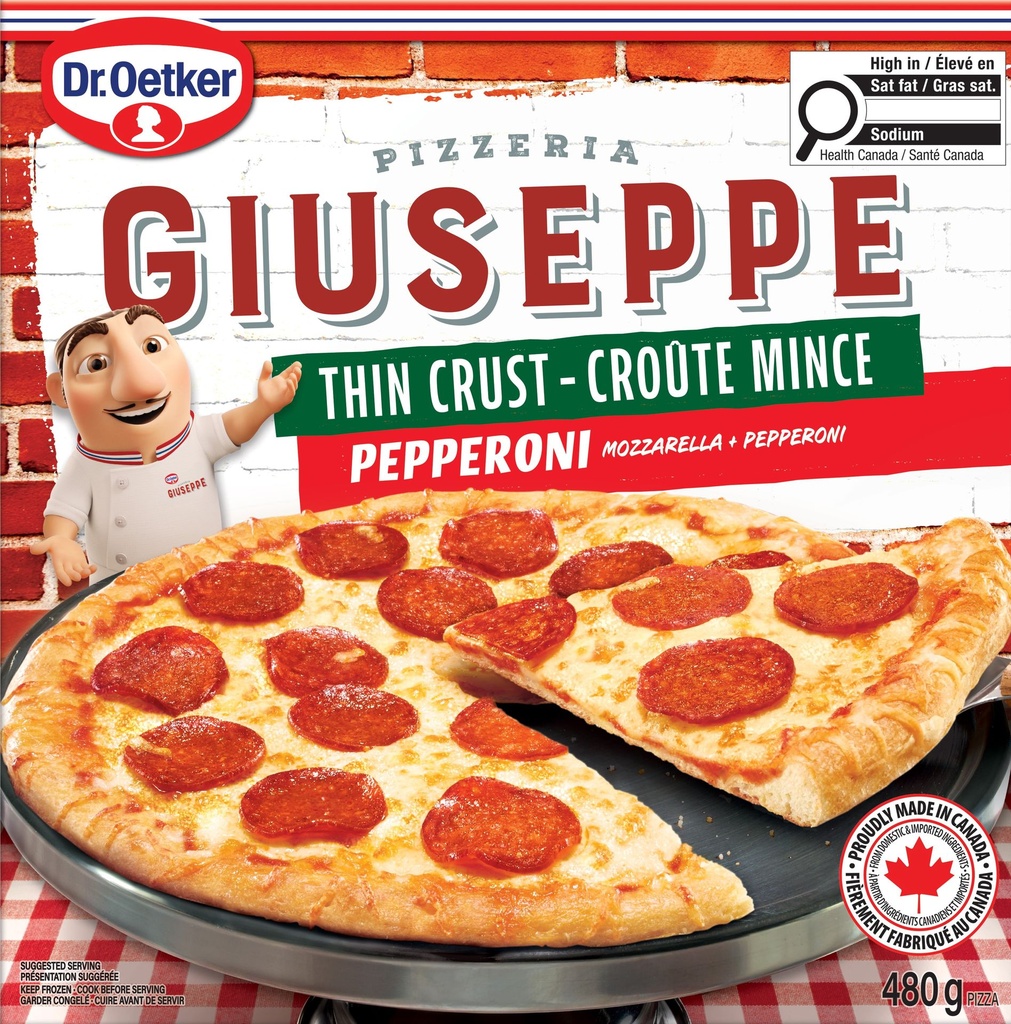 Dr. Oetker Giuseppe Pizzeria pizza pepperoni à croûte mince 480g
