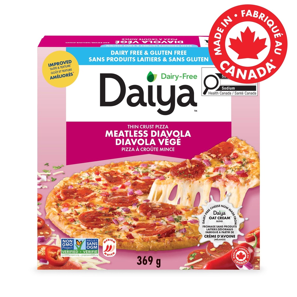 Daiya pizza diavola sans produits laitiers et sans gluten, végétalien (surgelée) 369g