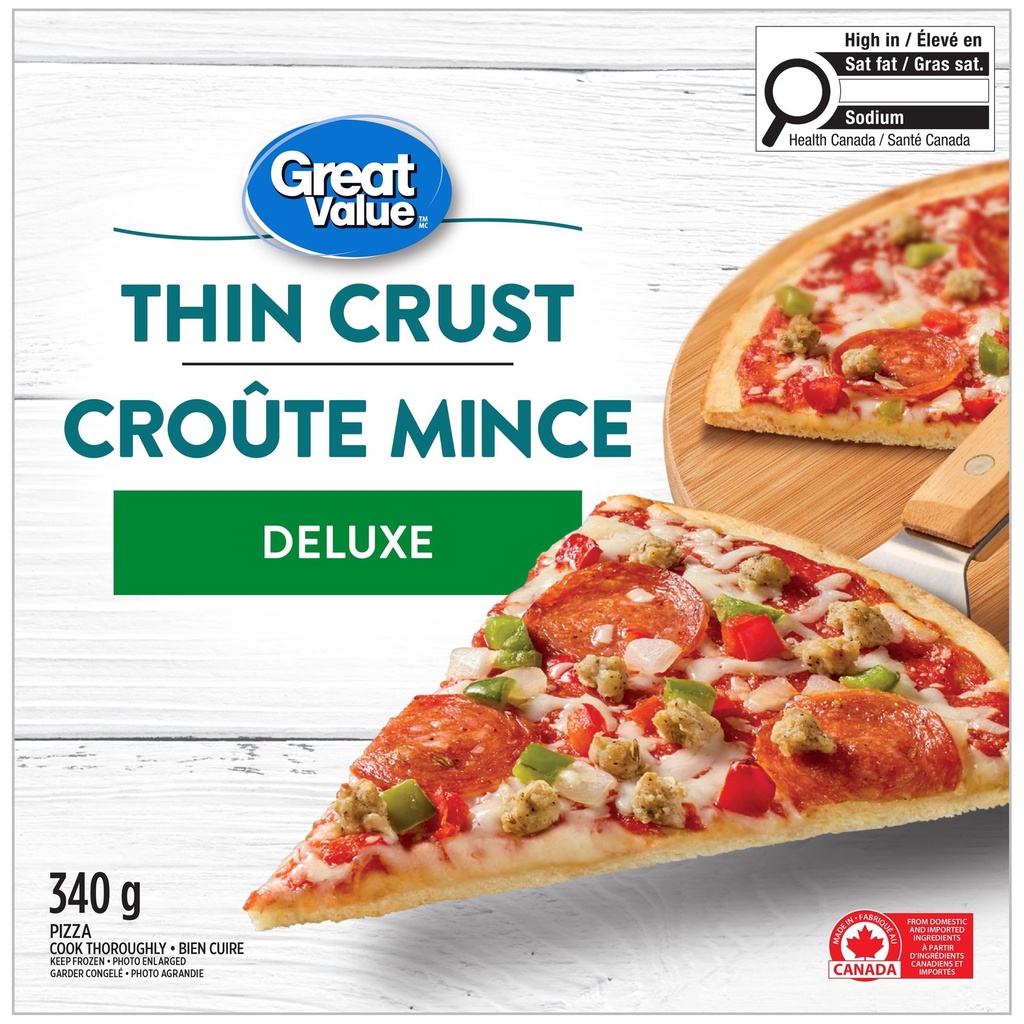 Pizza croûte mince Deluxe Great Value 340 g