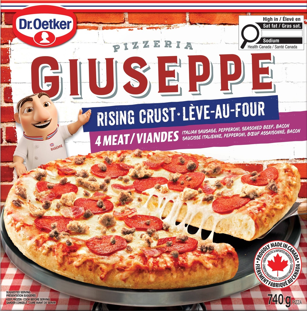 Dr. Oetker Giuseppe Pizzeria pizza lève-au-four 4 viandes 740g