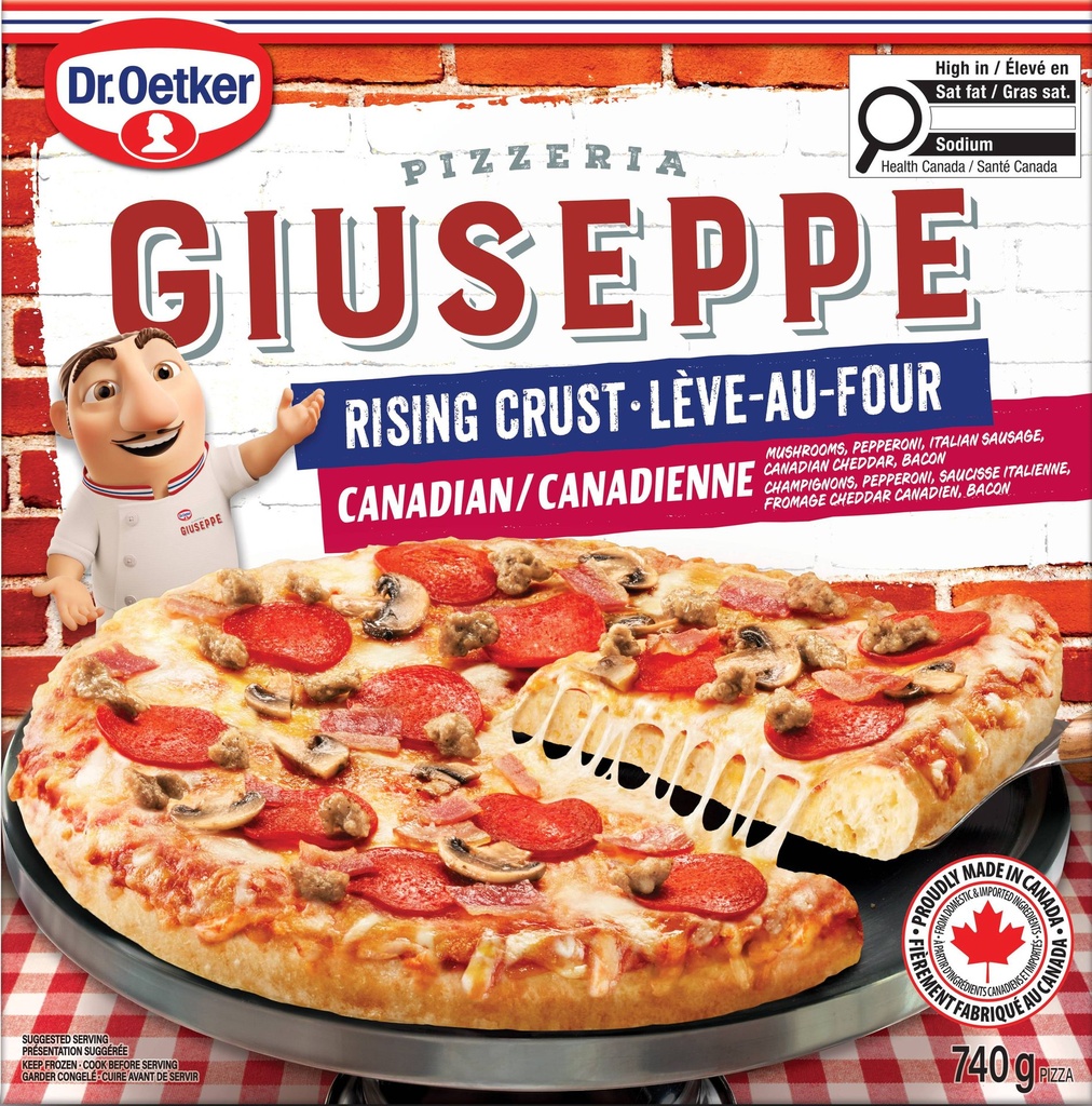 Dr. Oetker Giuseppe Pizzeria pizza lève-au-four Canadienne 740g