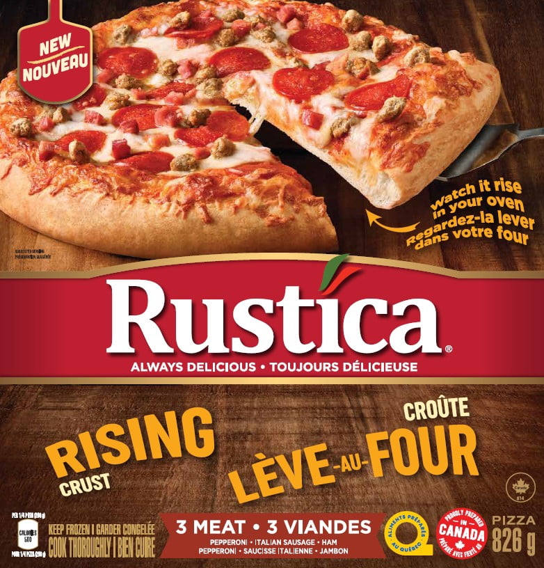 Rustica Lève-au-four Pizza 3 Viandes 826 G Congelee Rustica Pizza Lève-au-four 3 Viandes