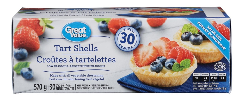 Croûtes à tartelettes Great Value 30 x 3 po (7 cm) croûtes, 570 g