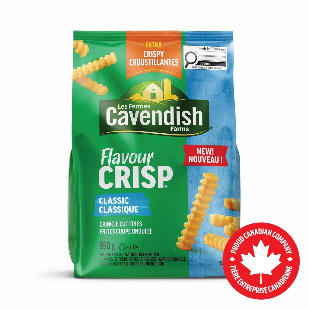 Les Fermes Cavendish Frites coupe ondulée Classique FlavourCrisp | Fait au Canada | Fière entreprise canadienne FC Frites Coupe Ondulee