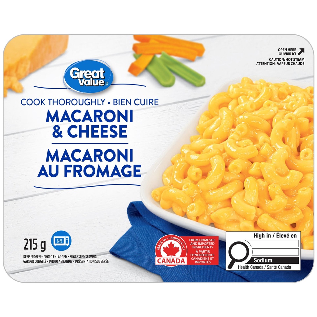 Macaroni au fromage Great Value 215&nbsp;g