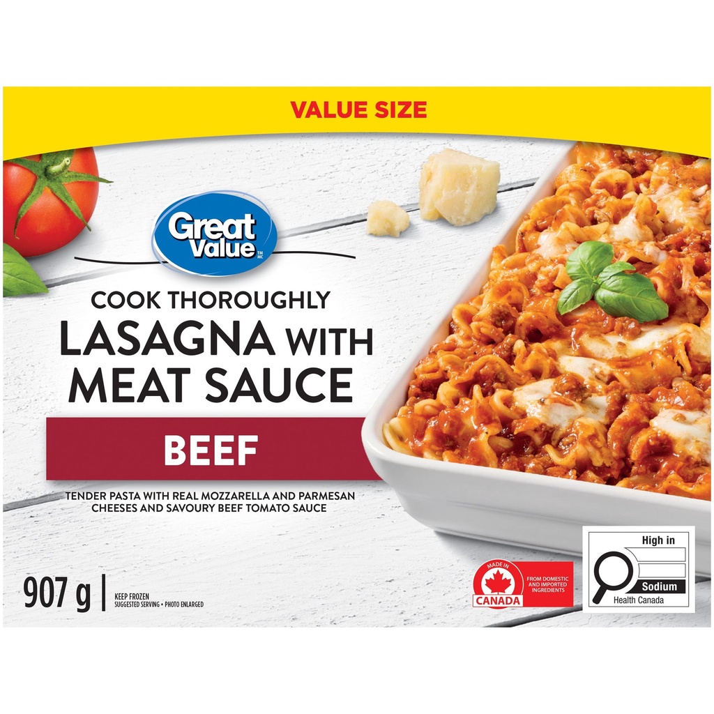 Lasagne à la viande au bœuf Great Value 907 g