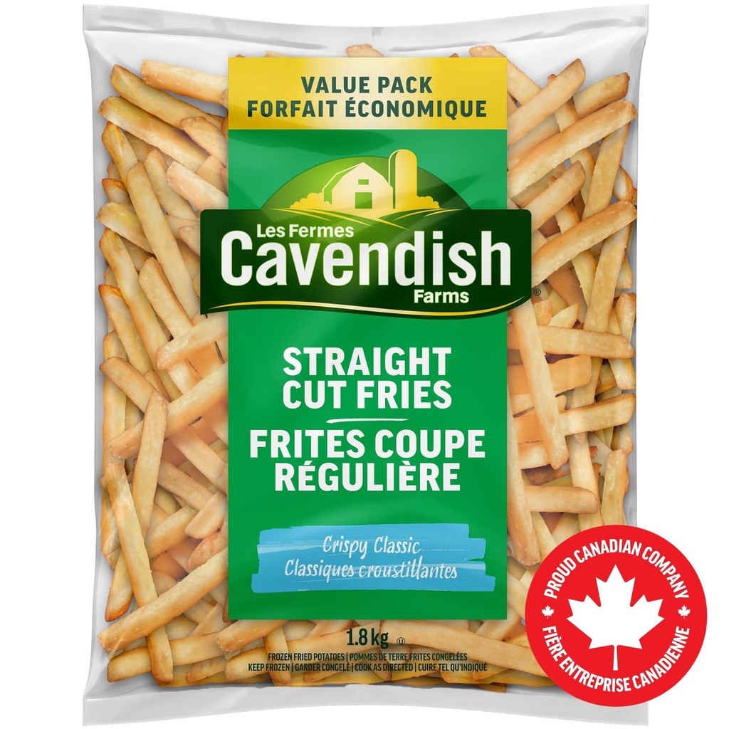 Les Fermes Cavendish Cavendish Farms Classiques Croustillantes Frites Coupe Régulière Forfait Économique / Fait au Canada / Fière Entreprise Canadienne 1.8Kg