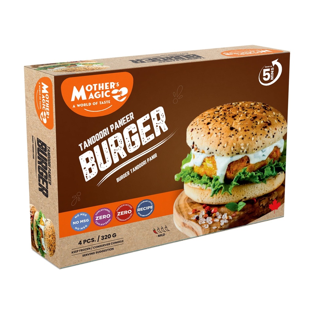 Mothers Magic Mother's Magic Galette de Burger au Panir Tandoori Mother's Magic Galette de Burger au Panir Tandoori