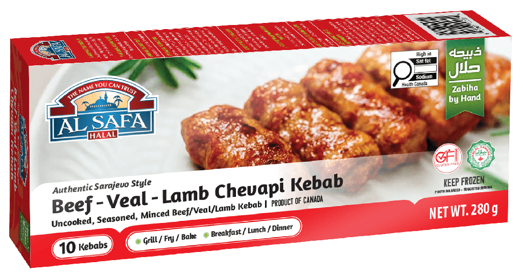Al Safa Foods Canada Ltd. Bœuf-veau-agneau Chevapi Kebab kebabs Authentiques de Style Balkanique au Bœuf/veau/agneau Hachés halal, Assaisonnés à la perfection et Prêts à Griller, Cuire au Four, Ou Frire. Juteux, Savoureux, et Faits avec des Ingrédients halal de Qualité pour un, Repas Délicieux. g