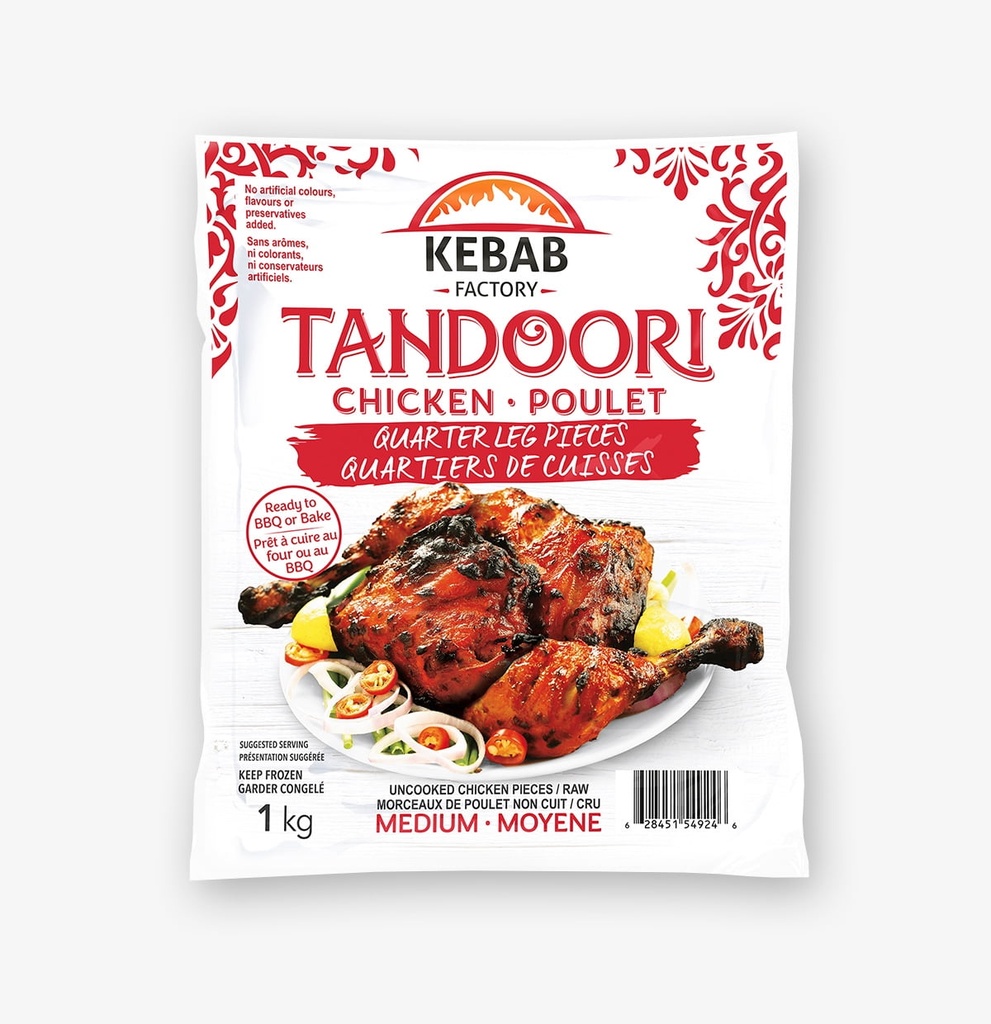 Quartiers de cuisse de poulet tandoori Kebab Factory - Quartiers de cuisses de poulet tandoori! Prêt à cuisiner!