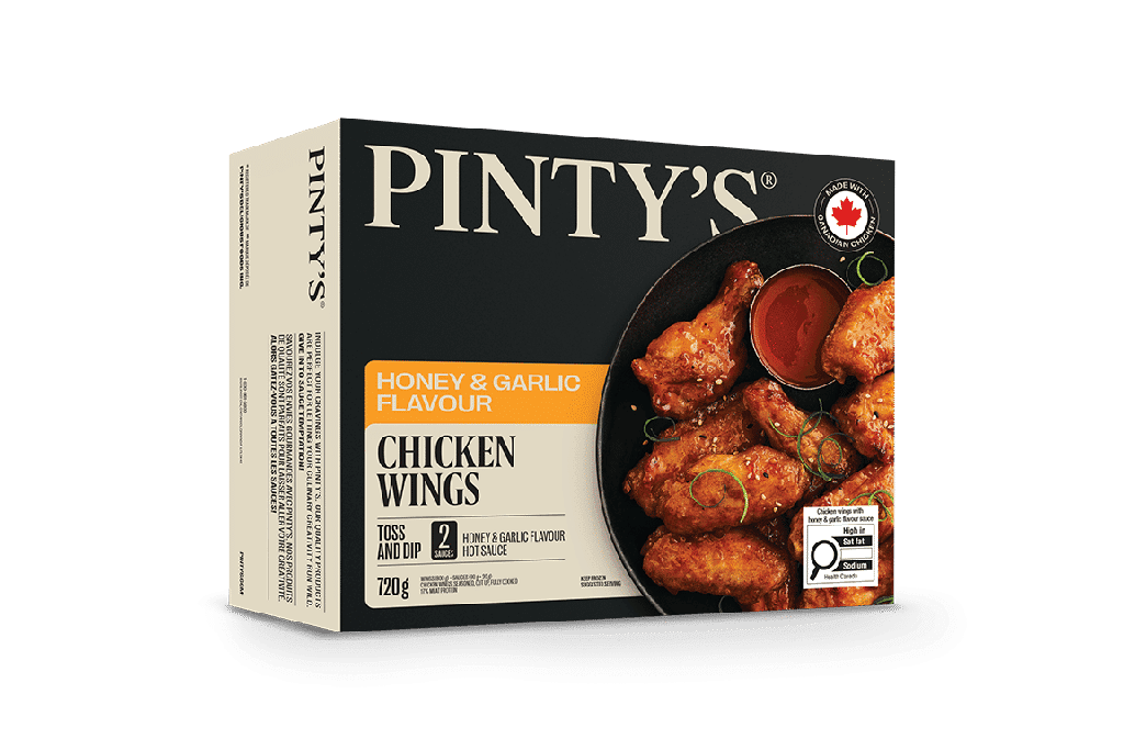 Pintys Ailes de poulet à saveur Miel et Ail, assaisonnées, coupées, entièrement cuites Pintys Ailes de poulet à saveur Miel et Ail