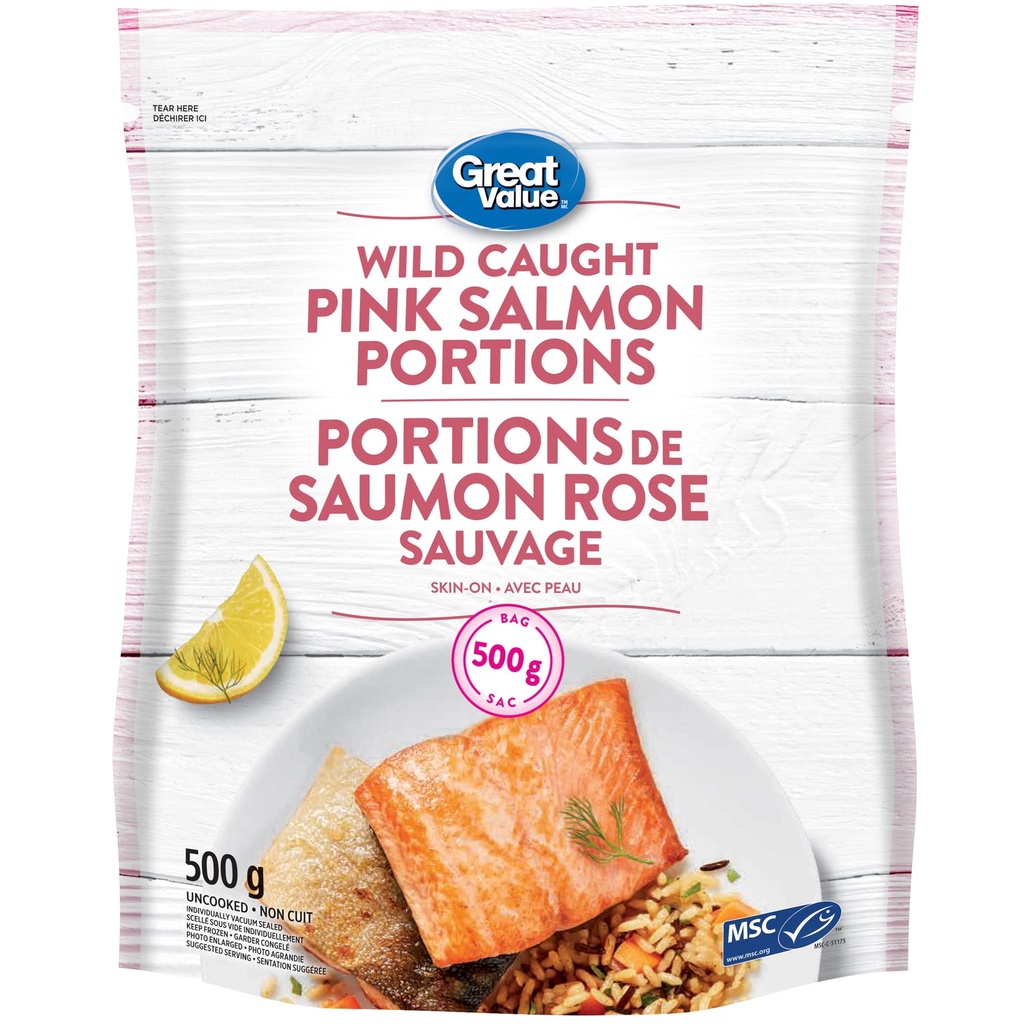 Portions de saumon rose sauvage Great Value 500 g
