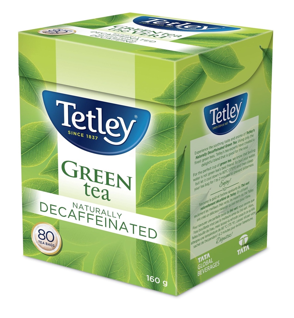 Tetley Thé Vert Naturellement Décaféiné