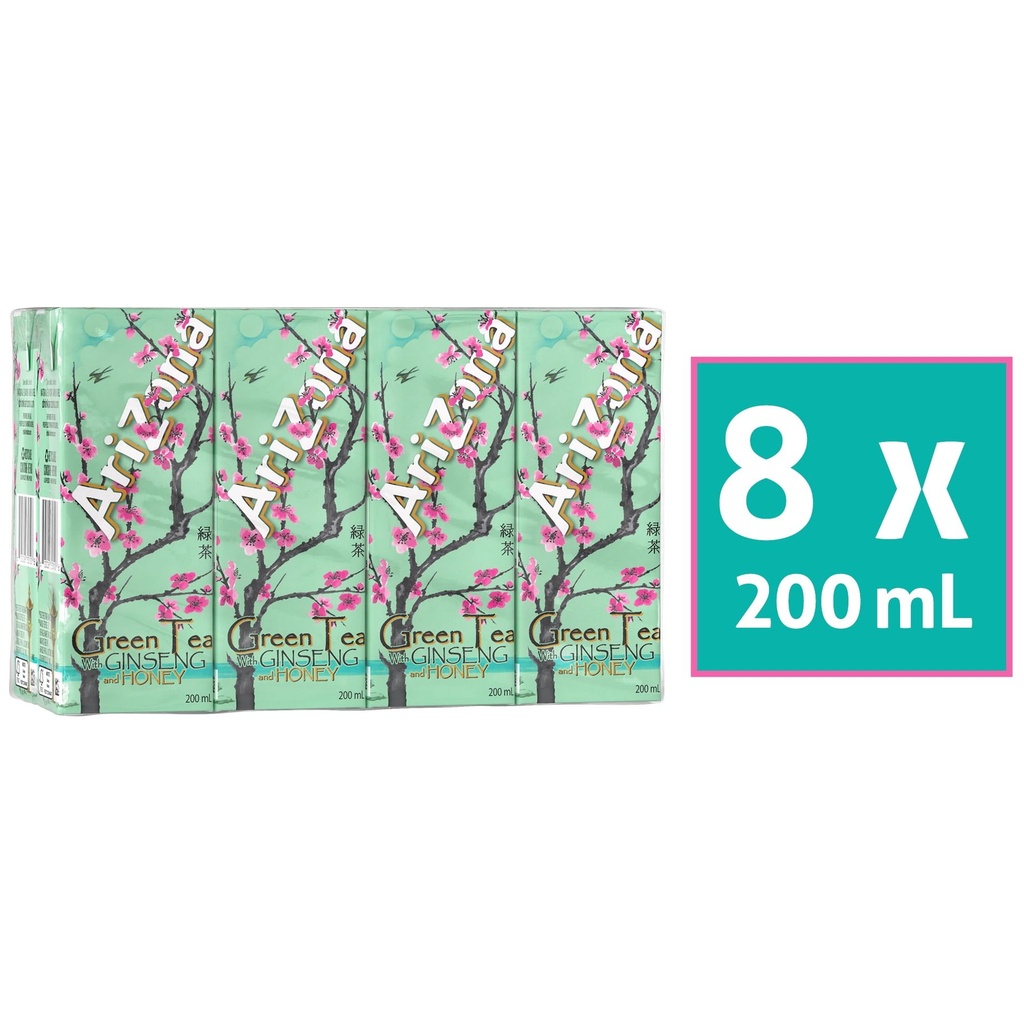 Arizona Thé Vert Infusé de Qualité Supérieure au Ginseng et au Miel 8X200ML
