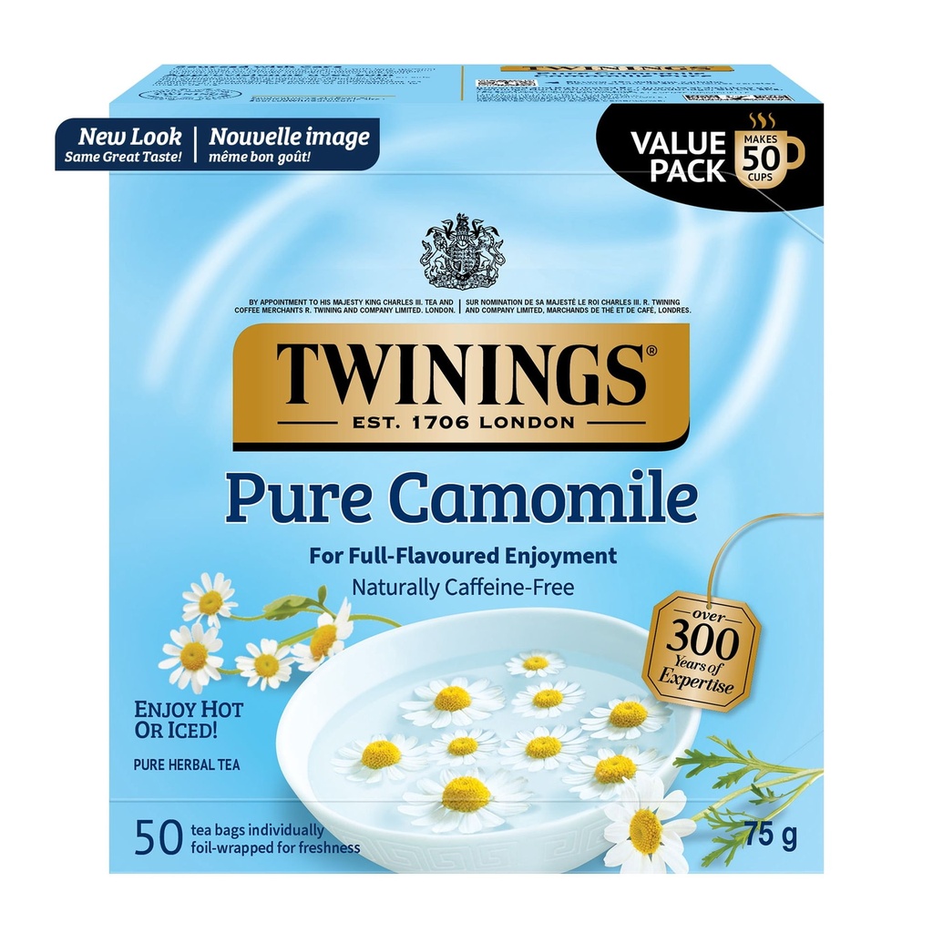 Twinings Tisane Camomille Pure, Douce et Florale, Naturellement Sans Caféine, 50 Sachets de Tisane