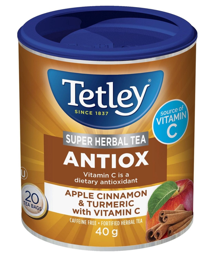 Tetley Super Tisane-Antiox Pomme Cannelle & Curcuma avec Vitamine C