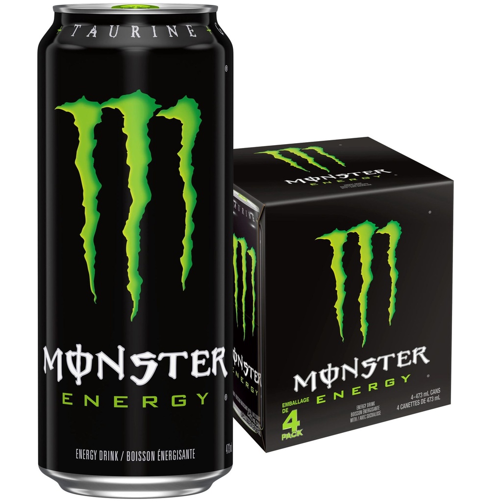 MONSTER ENERGY Green, canette de 473&nbsp;mL, emballage de&nbsp;4 canettes