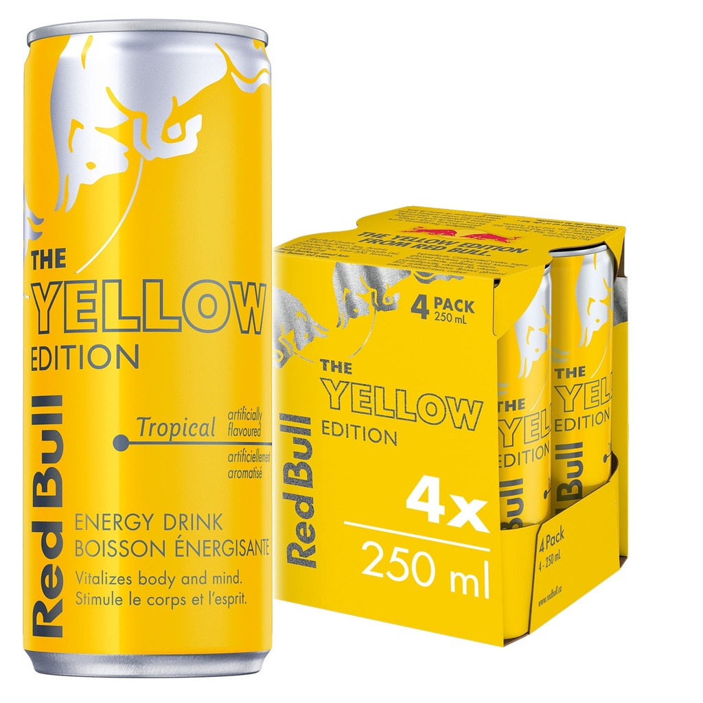 Boisson énergisante Red Bull, tropicale, 250 ml (paquet de 4)