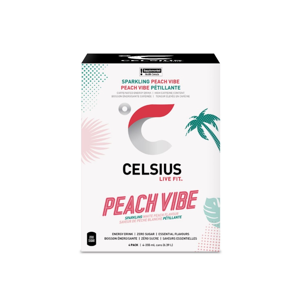GROCERY & FRESH Celsius Peach Vibe Energy Drink 4 x 355 ml Cans