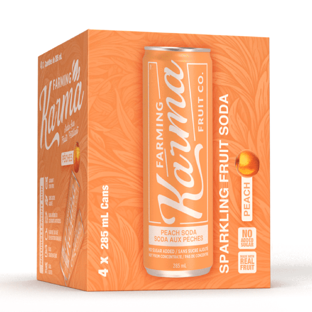 Farming Karma Fruit Soda Aux Pêche 4x285 ml - Ingrédients entièrement naturels