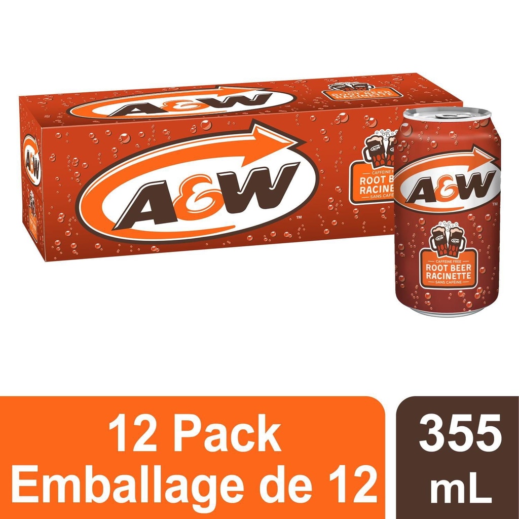 Caisse de 12 canettes de Root Beer A&WTM de 355 ml