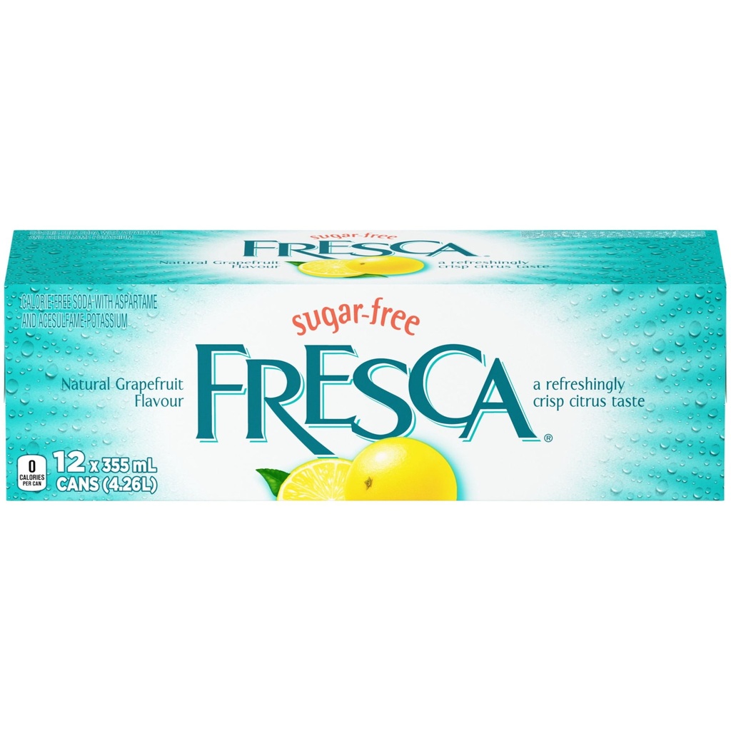 Boisson gazeuse Fresca Pamplemousse Fridge Pack canettes, 355 mL, emballage de 12